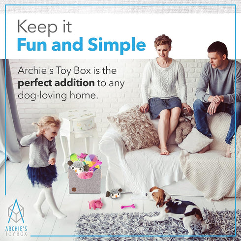 Dog Toy Box, Foldable Cube Storage Bin with Cutout Window, Stylish Earth Tone Design, 12x12x11.25 inch