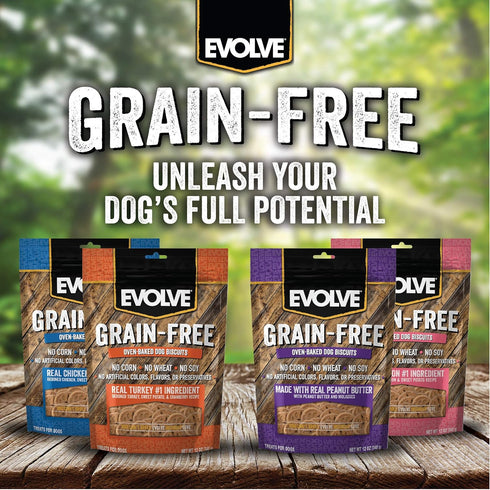 Evolve Grain Free Dog Biscuits, Real Peanut Butter and Molasses