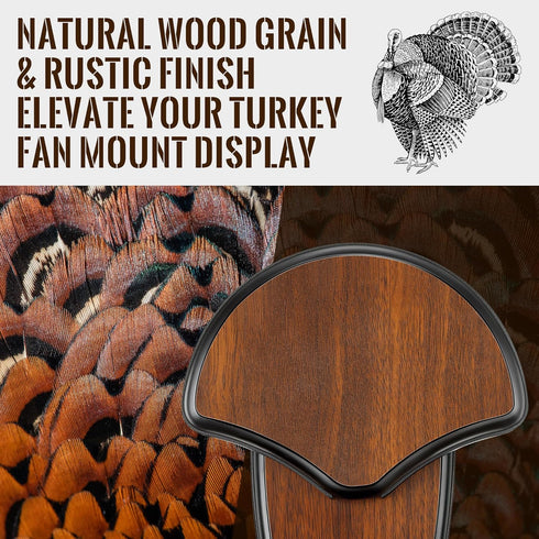 Turkey Fan Mount Kit, Wooden Turkey Tail Mount for Hunting Assemble Display, Easy to Install Hunting Accessories Kit