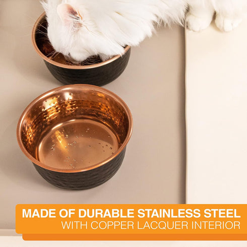 Neater Pet Brands Decorative Designer Bowls, Luxury Style Premium Dog and Cat Dishes, Medium, Black Copper