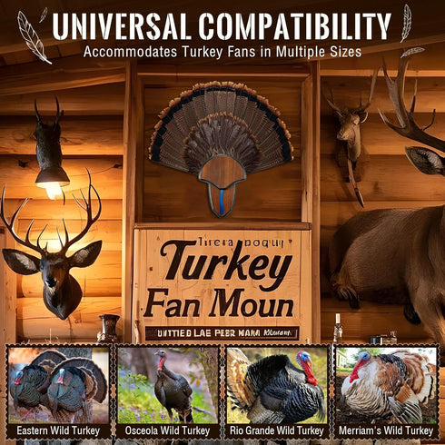 Turkey Fan Mount Kit, Wooden Turkey Tail Mount for Hunting Assemble Display, Easy to Install Hunting Accessories Kit