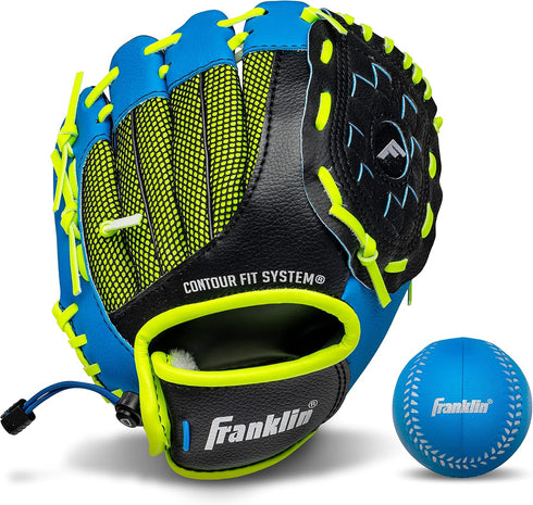 Franklin Sports Youth Teeball Glove, 9.0 Inch Neo-Grip Synthetic Leather Fielding Glove, Left & Right Handed Ready to