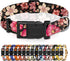 Dog Collar for Boys Girls, Adjustable Soft Floral Pattern Pet Collar for Small Medium Large Dogs (Red Floral, XS)