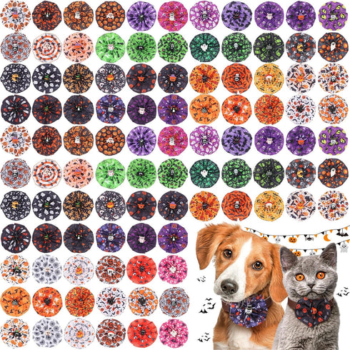 Sweetude 100 Pcs Halloween Dog Collar Flowers Charms, Holiday Dog Accessories for Small Medium Large Dogs