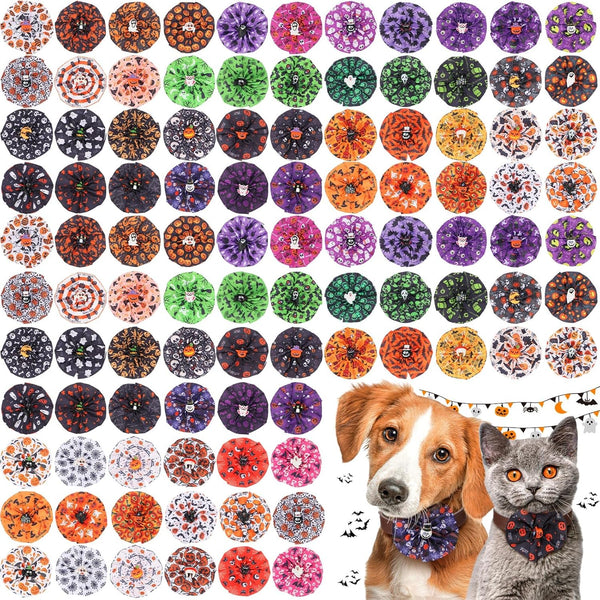Sweetude 100 Pcs Halloween Dog Collar Flowers Charms, Holiday Dog Accessories for Small Medium Large Dogs