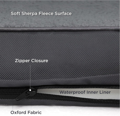 Bedsure Extra Large Dog Crate Bed - Big Orthopedic Waterproof Bed with Removable Cover for Large Dogs, Dark Grey