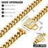 PRADOG 12mm 18K Gold Cuban Link Chain Dog Collar - Stainless Steel with Zirconia Locking, Luxury Necklace