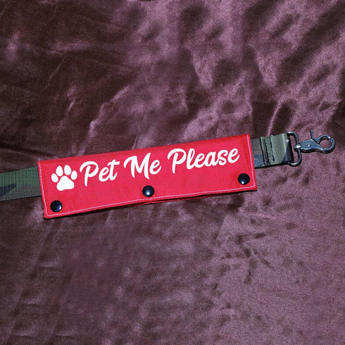 Funny Dog Leash Sleeve - Pet Me Please Wrap Alert Hanging ID Patch Tag
