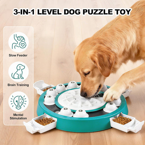 Freedoggi 3 1 Dog Puzzle, Level in Adjustable Difficulty Treat Toy for Smart Dogs, Food Puzzle Feeder for Mental