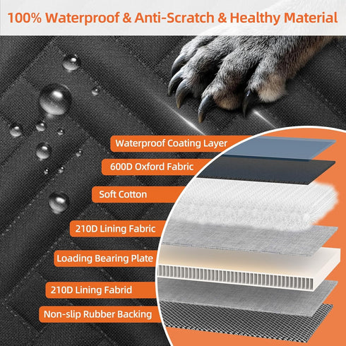 LEHNI Hammock Back Seat Extender for Dogs,Hard Bottom Car Seat Cover for Dogs with Mesh Window,Waterproof Backseat Pet