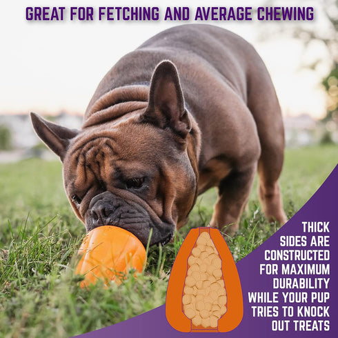 Chew King Premium Treat Dog Toy, Durable Natural Rubber, Bacon Flavored, Large, Orange