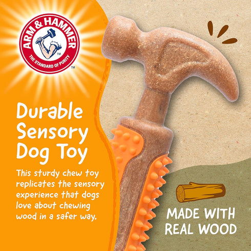 Arm & Hammer Chew Tools Collection: Wood Blend Hammer Chew Toy for Dogs, Durable Alternative to Chewing Sticks