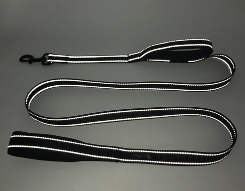 Wagtime Club Soft & Thick Dual Handle 6FT Dog Leash, Premium Nylon for Medium, Large, or XLarge Dogs (Reflective Black)