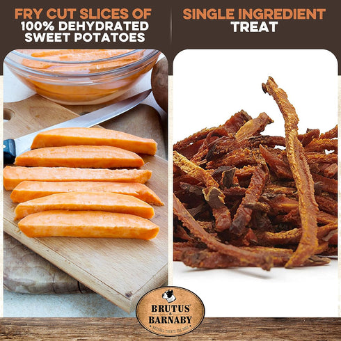 BRUTUS & BARNABY Sweet Potato Dog Treats - No Additive Dehydrated Sweet Potato Fries, 2lb