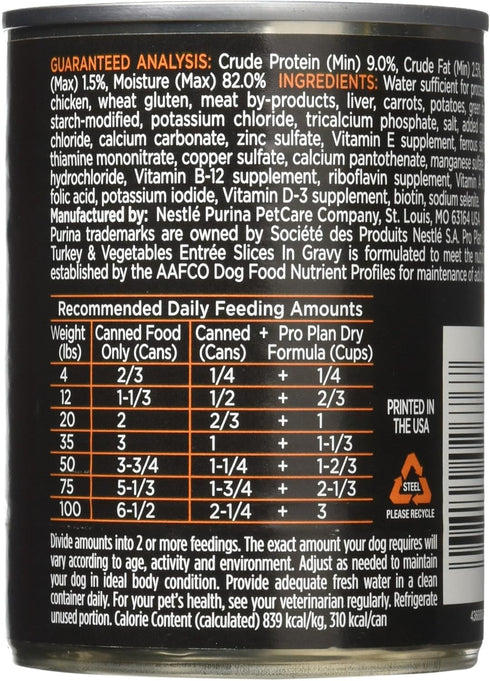 Nestle Purina Petcare Pro Plan Turkey and Vegetables Entree for Adult Dogs, 12/13 oz