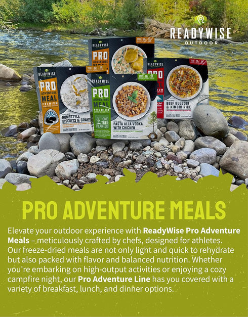 2 1 680 37g 5 ReadyWise Outdoor Pro Adventure Meal - Pork Chile Verde with Beans, Servings, Pouch, Gluten Free