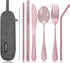 Portable Stainless Steel Flatware Set, Travel Camping Cutlery with Waterproof Case, Pink, Portable Utensil Dinnerware