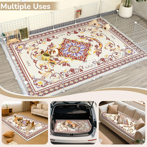 91"x 63"Reusable Glittme Rabbit Cage Liners and Washable Bunny Mats Super Absorbent Dog Whelping Pads with Non-Slip