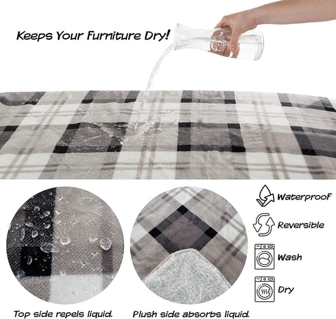 PETMAKER Reversible Waterproof Pet Blanket - Gray | Protects Couch, Car, Bed from Spills, Stains, or Fur - Dog and Cat