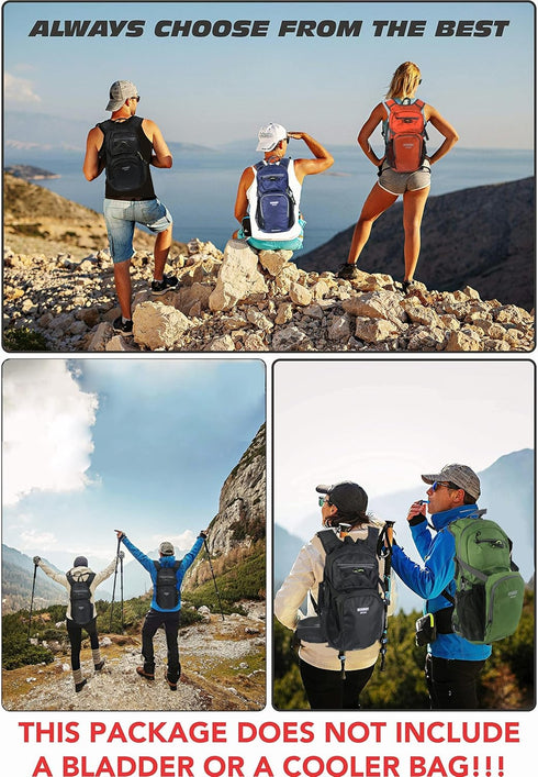 Lightweight Waterproof Hiking Daypack, 15L Durable Backpack for Skiing, Snowboarding, Running