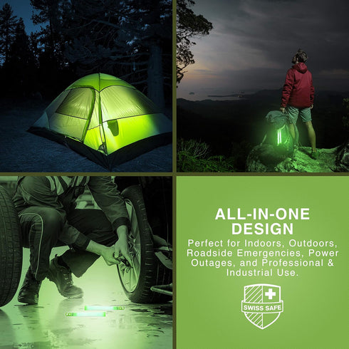 Swiss Safe Premium 6" Glow Sticks - Extra Bright, 12+ Hour Duration, Emergency Ready