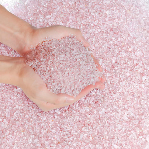 T4U Tumbled Chips Stones Crushed Crystal Quartz 2 LB, Irregular Shaped Gravel