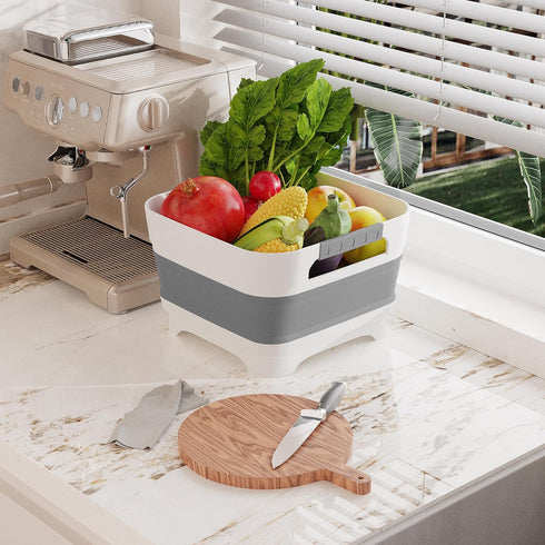 2.4 Plug,9L MontNorth Gal Collapsbile Wash Basin with Drian Dish Pan for Soaking Baby Bottles,Portable Sink, Multiuse