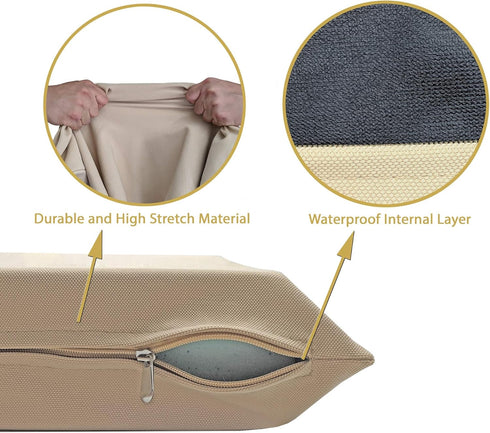 Waterproof Soft Durable Beige Elastic Dog Bed Cover, Machine-Washable Medium Size (37"x25")