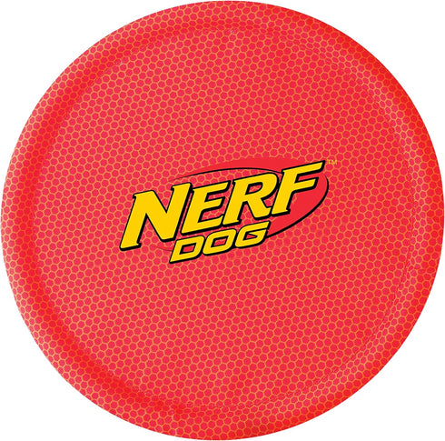 Nerf Dog Nylon Flyer Dog Toy, Lightweight Flying Disc, 9 inch diameter, for Medium/Large Breeds, Red