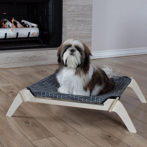 Pet Lounge, Raised Indoor Pet Bed for Cats or Small Dogs, Reversible Fabric Hammock for Comfort
