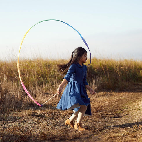 Sarah's Silks Rainbow Streamer - 8' Long Ribbon Wand for Kids Pretend Play, Dance, Gymnastics Party Favors