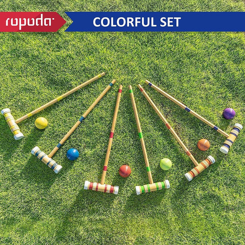 Set ropoda Six-Player Croquet with Wooden Mallets, Colored Balls, Sturdy Carrying Bag for Adults &Kids, Perfect