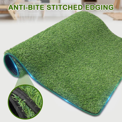 aHeemo Hemmed (19.8"x39.6") Artificial Grass for Dogs Potty, Reusable Pet Training Mat for Home and Travel, Washable