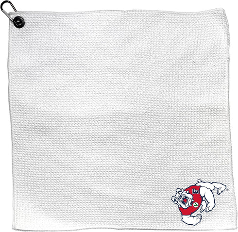 Team Golf NCAA Microfiber Towel - 15" X 15" (White) with Carabiner Clip | Premium Quick Dry Golf Cleaning Towel