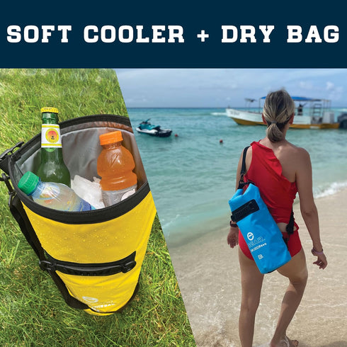 Floating Cooler Bag Insulated Dry Backpack - Waterproof, Leak Proof, Collapsible Cooler with Padded Shoulder Strap -