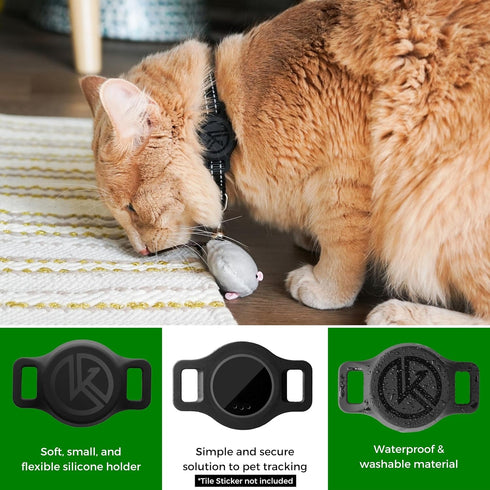 Tile Sticker Cat Collar Holder, Smallest and Lightest Tracking Case for Cats, GPS for iPhone Samsung Android