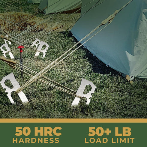 Heavy Duty Camping Tent Stakes, Metal Tarp Spikes and Inflatable Tent Pole Pins (6 Pack)
