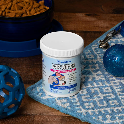Squishface Dog Ear Relief Wipes – Non-Allergenic Formula Cleans & Deodorizes, Helps Prevent Ear Itch & Odor