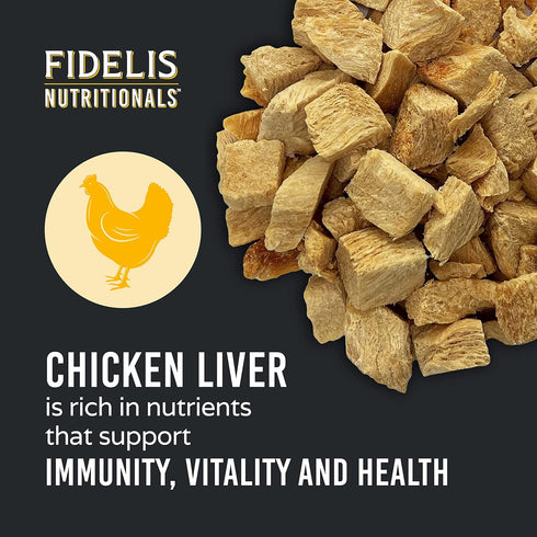 FIDELIS Freeze Dried Dog Treats for Large & Small Dogs, Made with USA Raw Chicken Liver - 4 oz
