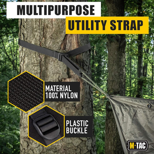 M-Tac Pack of 2 Utility Strap for Backpack Tactical Lashing for MOLLE Gear Plastic Buckle