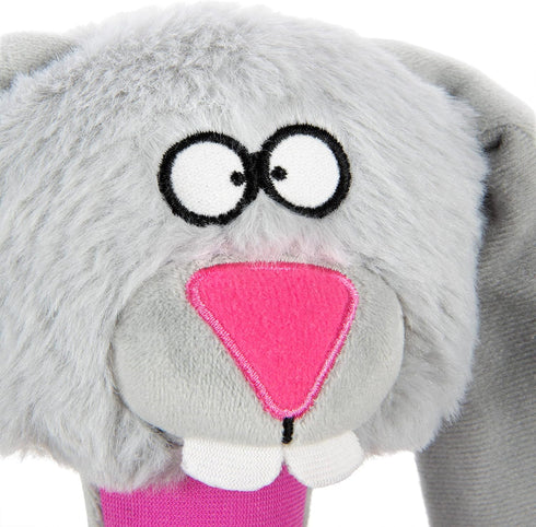 goDog Multi Tugs Rabbit Dog Toy, Plush & Rope with Chew Guard Technology - Small, Gray