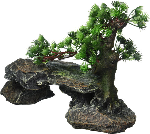 Penn-PLAX Deco-Replicas Bonsai Tree on Rocks Aquarium Decoration, Safe for Freshwater and Saltwater