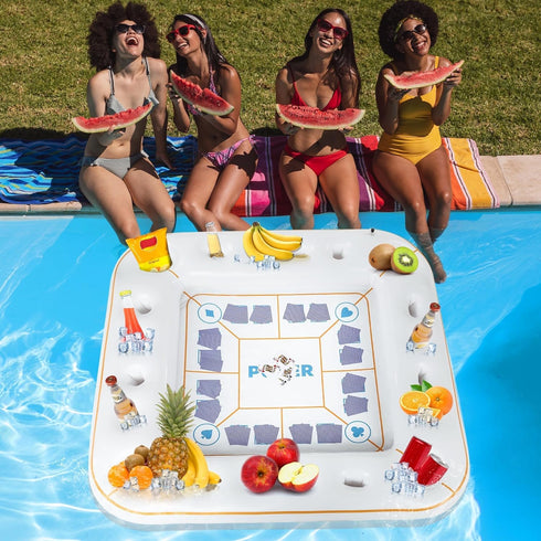 55 55 Inch Summer Elcoho x Extra Large Inflatable Game Table with Waterproof Playing Cards Floating Pool Table Drink