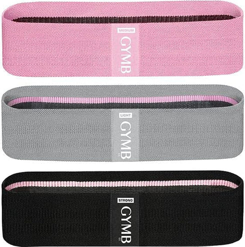 Gymb Premium Resistance Bands for Working Out, Non Slip Cloth Booty Bands for Glutes, Thighs & Legs, 3 Levels