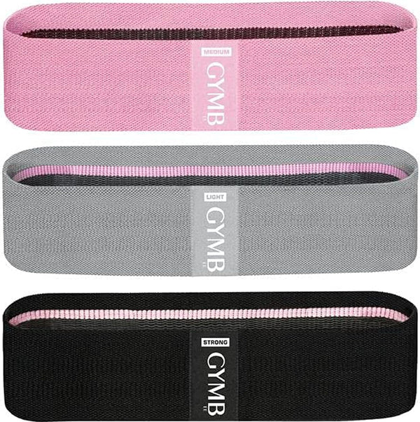 Gymb Premium Resistance Bands for Working Out, Non Slip Cloth Booty Bands for Glutes, Thighs & Legs, 3 Levels