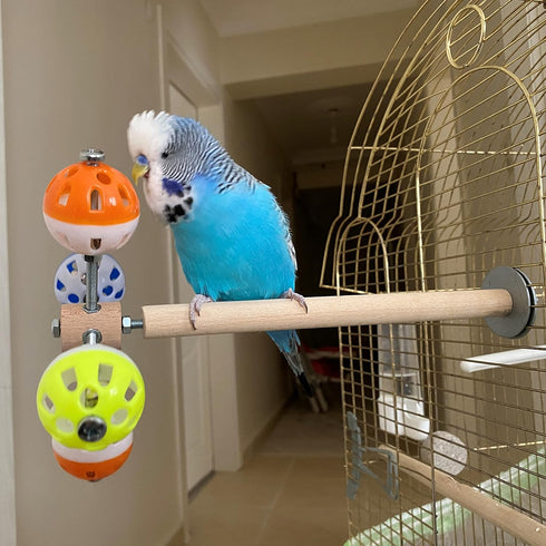 PERSONALIZED Perch Toy with Rotating Balls for Birds, Budgies, Budgerigars, Parakeets, Parrots, Cockatiels, Parrotlets