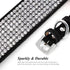 Pet Artist Cute Girl Rhinestone Suede Dog Collar, Soft Flower Bling Collar for Small Dogs Cats, Black Collar, S: Neck