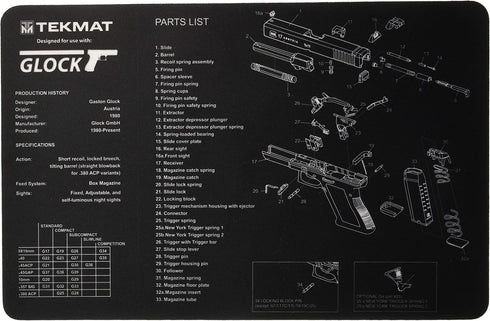 TekMat Gun Cleaning Mat for Glock, Black