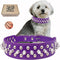 TEEMERRYCA Adjustable PU Leather Spiked Studded Dog Collars with Squeak Ball Gift for Small Medium Large Pets, Purple