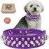 TEEMERRYCA Adjustable PU Leather Spiked Studded Dog Collars with Squeak Ball Gift for Small Medium Large Pets, Purple